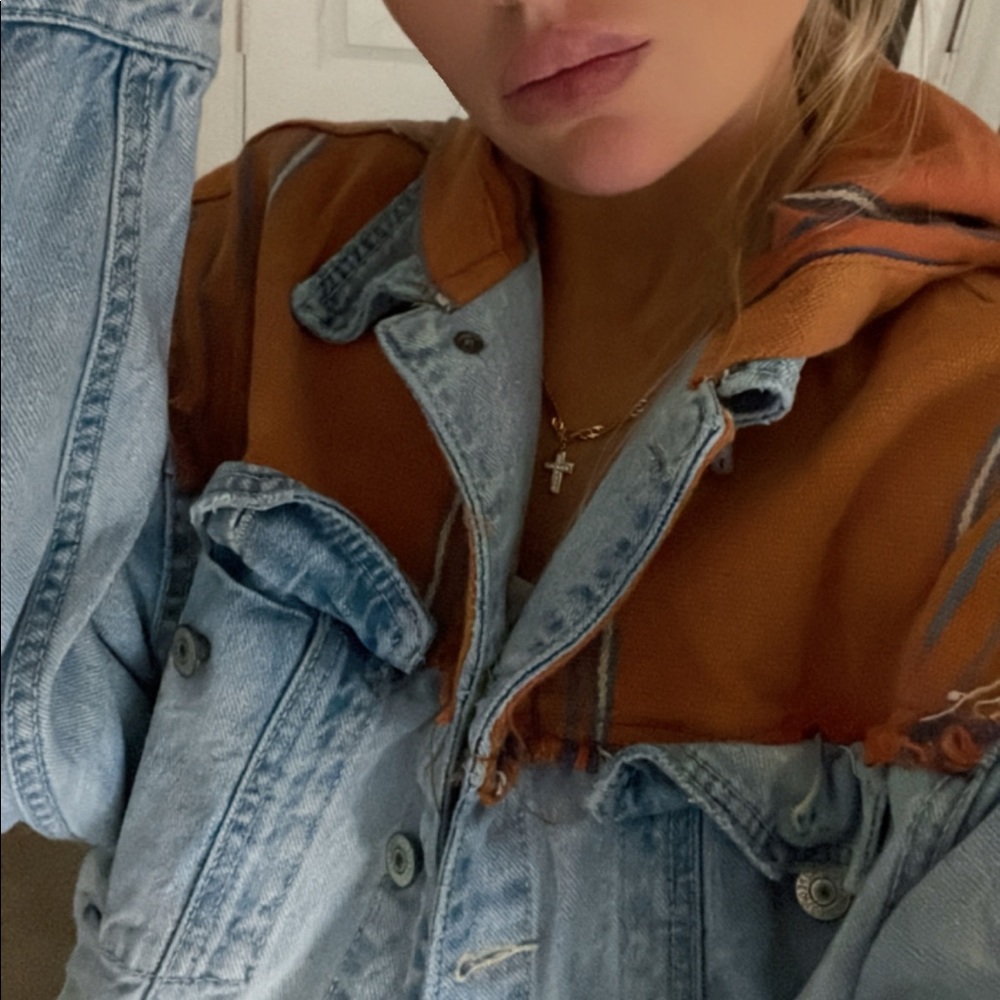 Free people denim jacket with hood